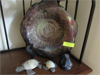 Art Glass Plate? Two Turtles, Pc. Stone