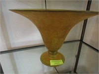 Tall 10" Flared Rim Pedestal Vase in Gold