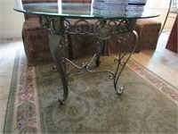 Contemporary Breakfast Table: Beveled Glass Top,