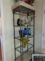 Four Tier Metal & Faux Marble Display Stand: 77"