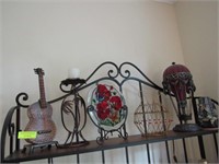 Six Items: Basket, Candles, Pricket Stand, Glass