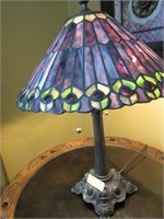 Tiffany Style Leaded Shade Table Lamp: Metal Base,