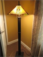 Arts & Crafts Style Floor Lamp: Leaded Shade, 5'1"