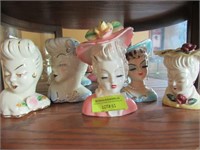 Five "Lucy" Head Vases: Two Marked