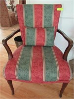 Upholstered Open Arm Chair: Reeded Knees