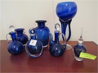 Seven Pcs. Cobalt Glass: Including Murano
