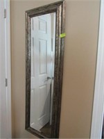 Beveled Wall Mirror in Silvertone Frame: 53"x 18"