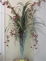 Crystal Vase with Floral Arrangement: 19 1/2"