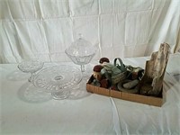 2 boxes compote, pedestal cake plate and