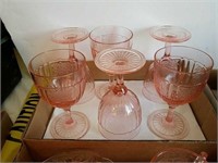 Pink depression glass goblets