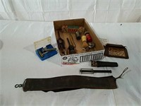 Vintage shaving related items and 1959 deer tag