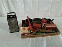 Vintage kitchen utensils, advertising soap