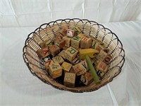 Basket of vintage blocks