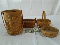 4 small Longaberger baskets- 3 with liners