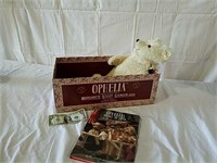 Ophelia Steiff bear in box with book