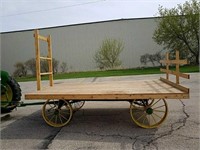 antique Wagon on steel wheels, new wood