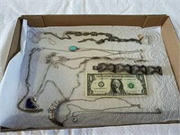 An assortment of necklaces, bracelets