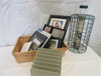 Basket, Various Size Picture Frames, bird feeder