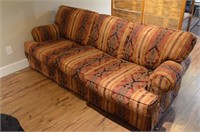 Burgundy brocade sofa