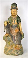 Chinese Porcelain Painted Guanyin Statue