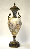 Sevres Enamel/porcelain Lamp Base w Handles