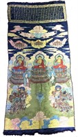 Large Chinese Silk Embroidered Thangka