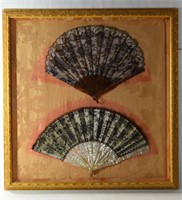Two Hand Made Fans in Frame