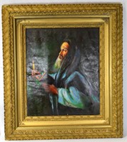 Framed Jewish Oil Painting on Canvas