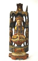 Chinese Lacquered Carved Wood Buddha Figurine