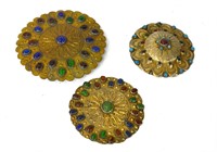 Three Turkman Silver & Gold Ornaments