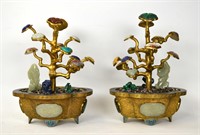 Pr Chinese Gilt Bronze Cloisonne Planters