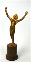 Gilt  Bronze Nude Woman Figure