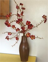 Red Flower in Faux Wood Vase
