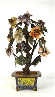 Chinese Stone Tree with Cloisonne Planter