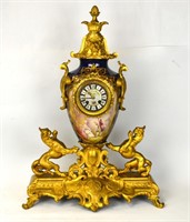 Large Sevres Gilt Bronze Clock