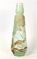 Rare Carved Galle Glass Vase Signed