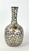Silver Overlay Glass Vase