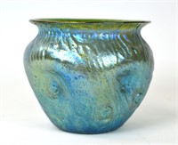 Lotz Blue Art Glass Pinched Vase