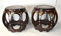 Pr Chinese Hardwood Stand with Mother Pearl Inlaid