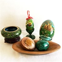 Decorated Eggs, Enamel Bowl Decor Lot