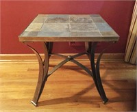 Metal Base Accent Table with Slate Top