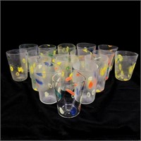 17 Large Clear and Colored Murano style Glasses