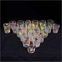 23 Small Clear and Colored Murano Style Glasses