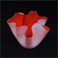 White and Orange Art Glass Bowl, Murano (?)