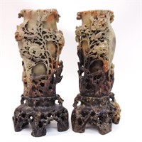 Pair of Soapstone Vases, China