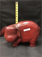 Chinese Wooden Red Pig Good Luck Figurine