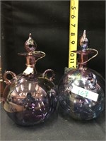 Lot 2 Mouthblown and Hand Painted Decanter