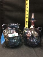 Lot 2 Mouthblown and Hand Painted Glass Jars