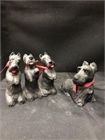 3in1 Terrier Bandame Sculptures and Black Dog