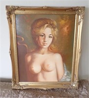 Vintage Nude Painting Signed Mayer